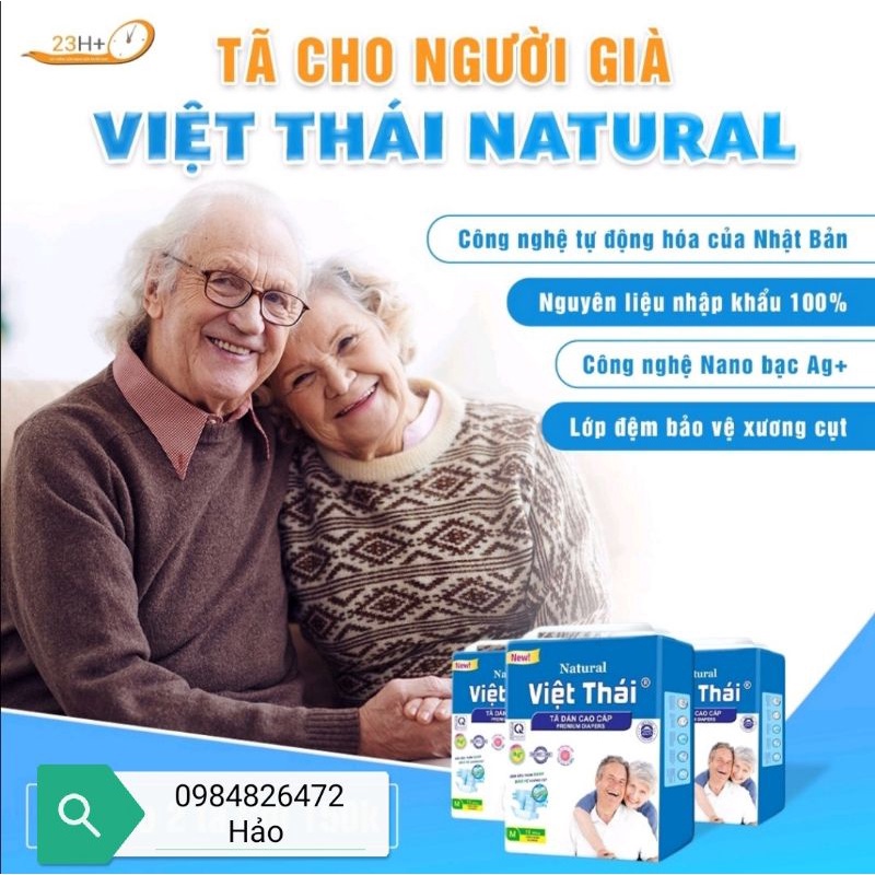 Tã Bỉm người già 40 miếng VIỆT THÁI NATURAL bigsize L /XL 55_90kg (68_140cm) to rộng thoải mái xoay trở chống trào 2 bên