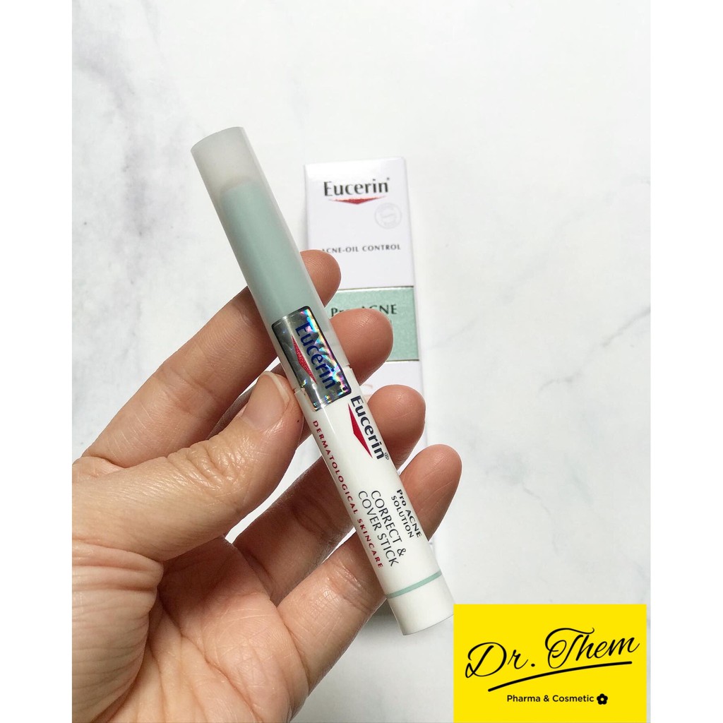 Bút Che Khuyết Điểm Eucerin  Pro Acne Correct &amp; Cover Stick 2g - Proacne Kem Che Giảm Mụn và Vết Thâm