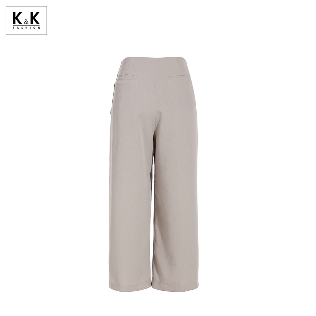 Quần Công Sở Nữ Ống Rộng K&K Fashion QCS02-06 Màu Nâu Vải Cotton | BigBuy360 - bigbuy360.vn