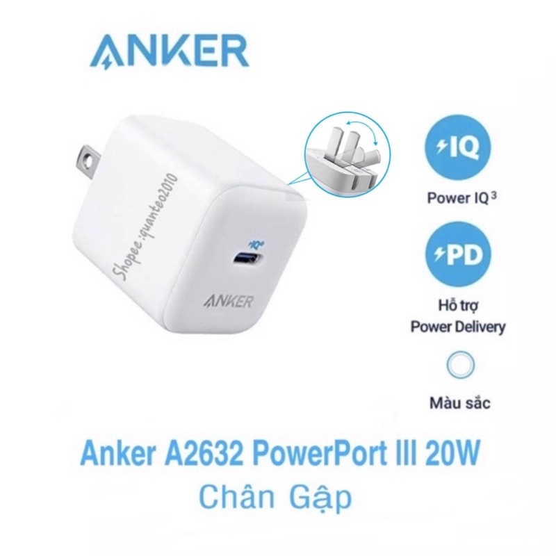 Củ Sạc Anker PowerPort III 20W Chân Gập Anker A2632 20W