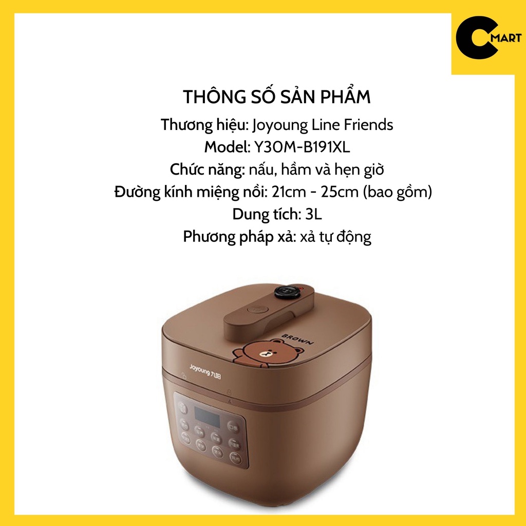 Nồi Áp Suất JoYoung Line Friends Y30M-B191XL [CMART GIA DỤNG TIỆN ÍCH]