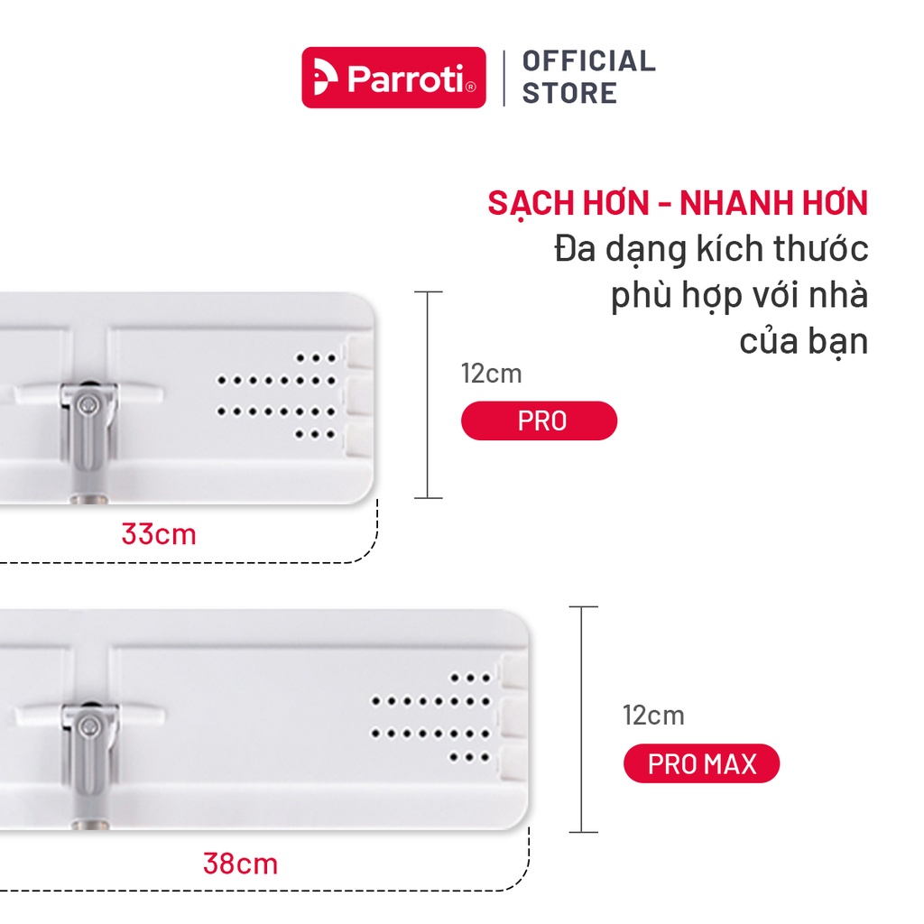 Cây lau nhà tự vắt thông minh, chổi lau nhà 360 độ, lau sạch khô nhanh Parroti