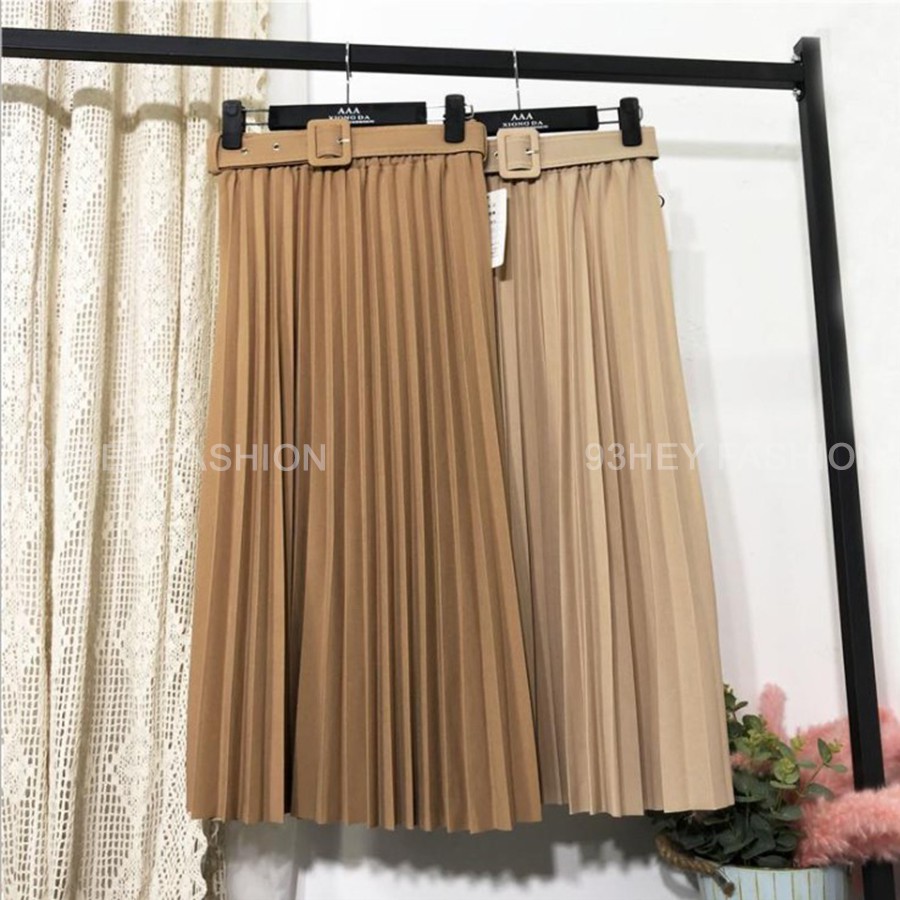 Chân Váy Xếp Ly Dáng Lửng Kèm Đai Hàng Đẹp Quảng Châu 93HEY CV03 | BigBuy360 - bigbuy360.vn