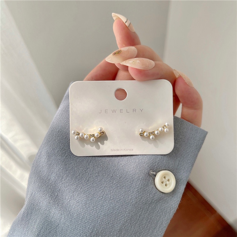 Khuyên tai bạc 925 đính ngọc trai nhân tạo phong cách Hàn Quốc cao cấp cho nữ