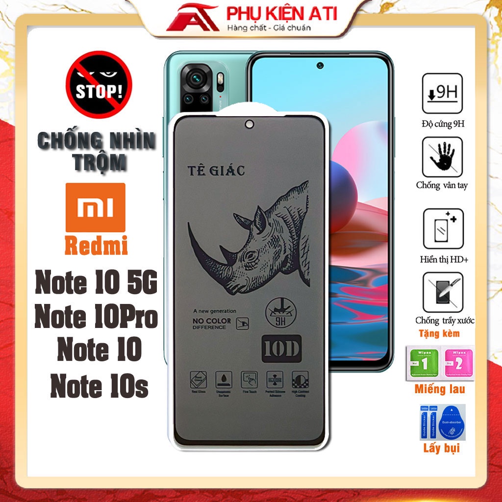 Kính cường lực Redmi Note 10 Pro / Note 10s/ Note 10 5G Chống nhìn trộm -Bảo vệ sự riêng tư , dày dăn cứng cáp - ATI