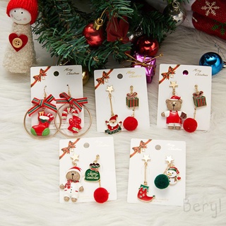 Christmas New Style Diamond Santa Claus Earrings Snowman Earrings Pendant Personality Christmas Earrings Asymmetrical