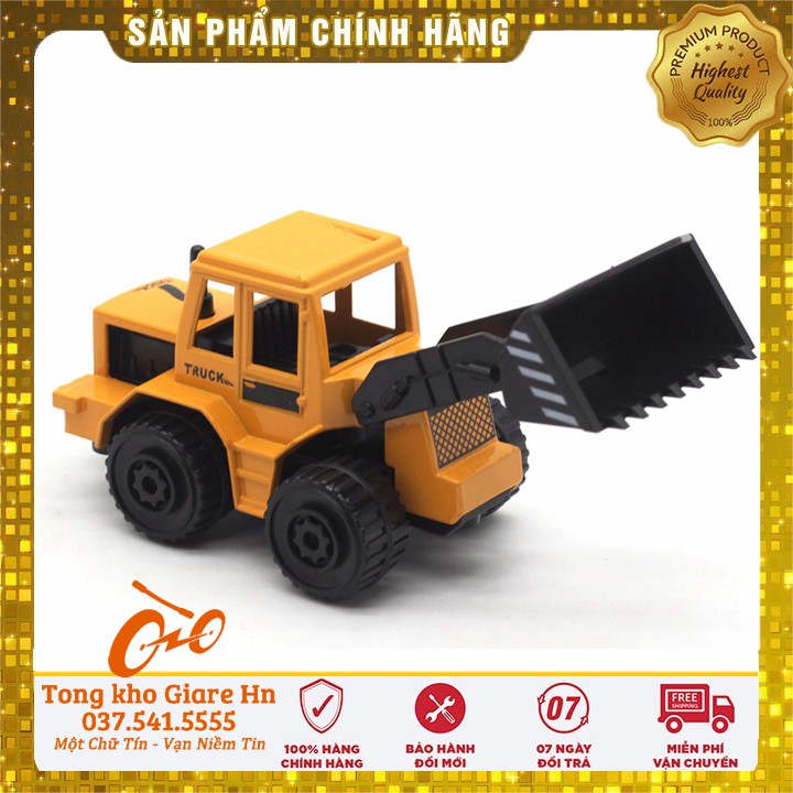 Xe công trình, Bộ 6 xe công trình hợp kim cho bé, Xe có cót kéo thả, xe cẩu, xe múc, xe ben, xe bồn, xe nâng, xe ủi