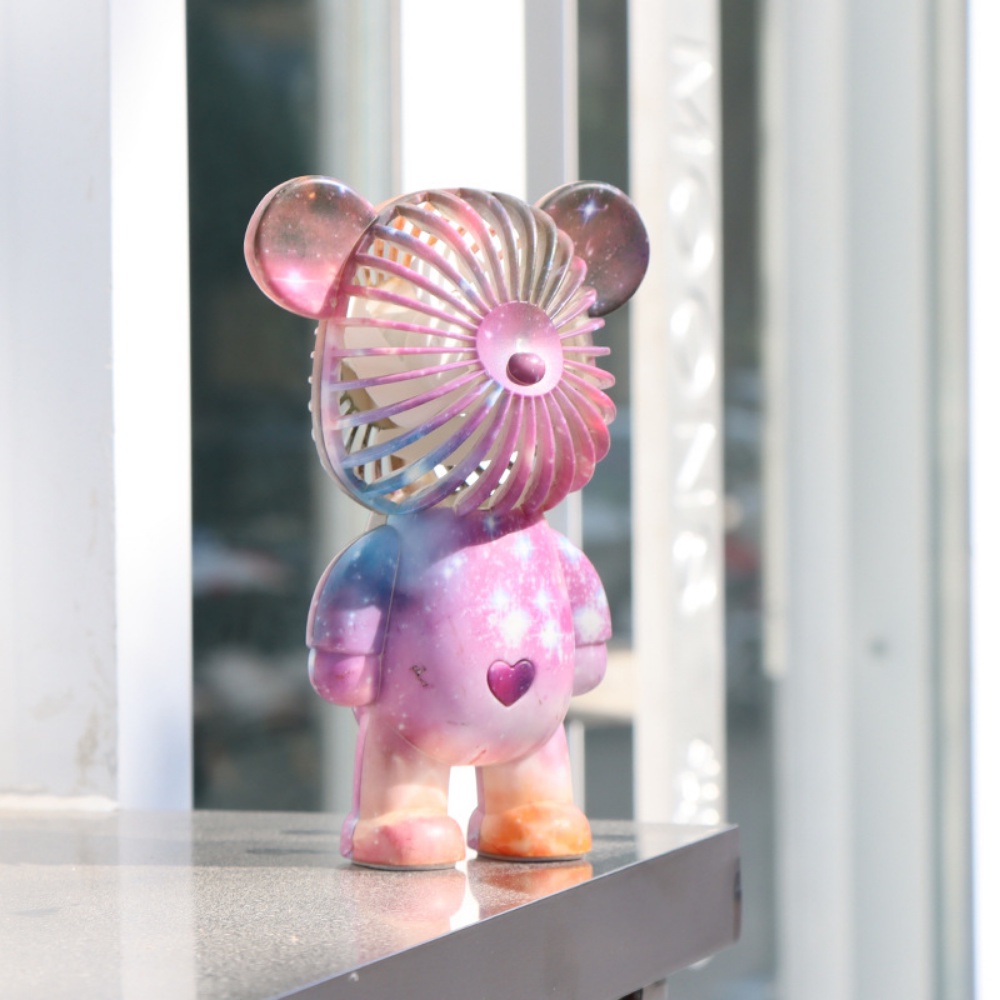 Quạt mini cầm tay tích điện hình gấu Bear Brick cute fan decor nhiều màu sắc 3 cấp độ gió có hộp kèm sạc pin