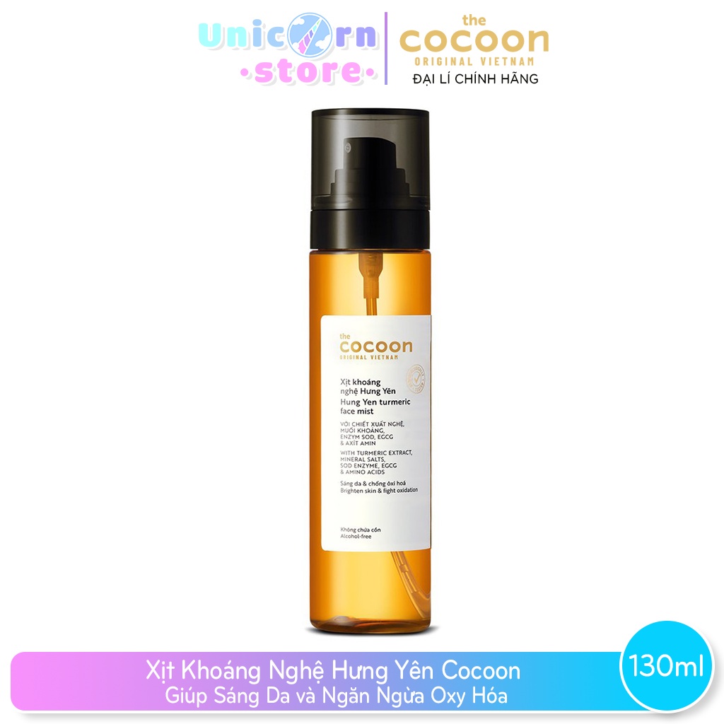 Xịt Khoáng Nghệ Hưng Yên Cocoon Giúp Sáng Da và Ngăn Ngừa Oxy Hóa 130ml