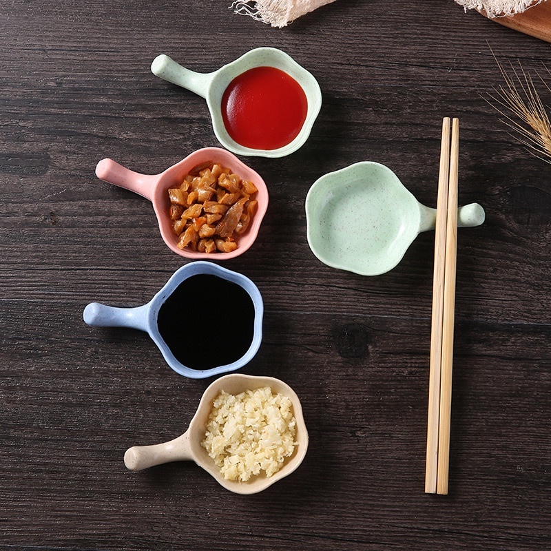 ĐĨA GIA VỊ NƯỚC CHẤM CÓ TAY CẦM ĐỒ GÁC ĐŨA TIỆN LỢI-CHÉN ĐỰNG GIA VỊ LÚA MẠCH AN TOÀN 100% KOOBEE