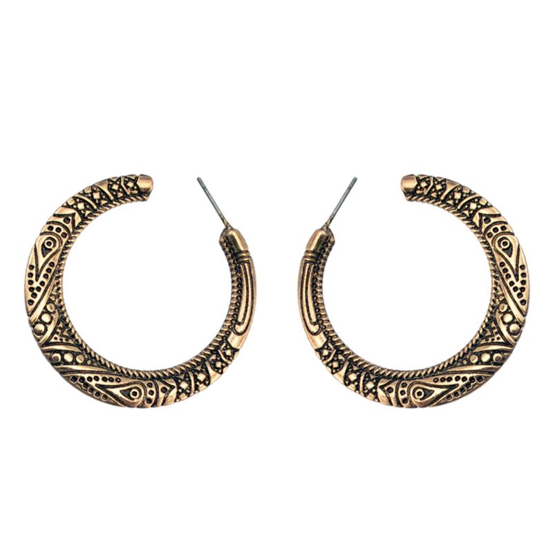 ARIN Vintage Tibetan Silver Gold Hoop Earrings Women Retro Indian Bollywood Jewelry