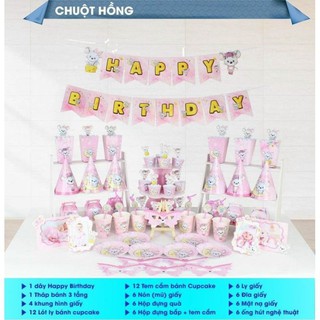 (2 MÀU)sét mega trang trí sinh nhật chuột