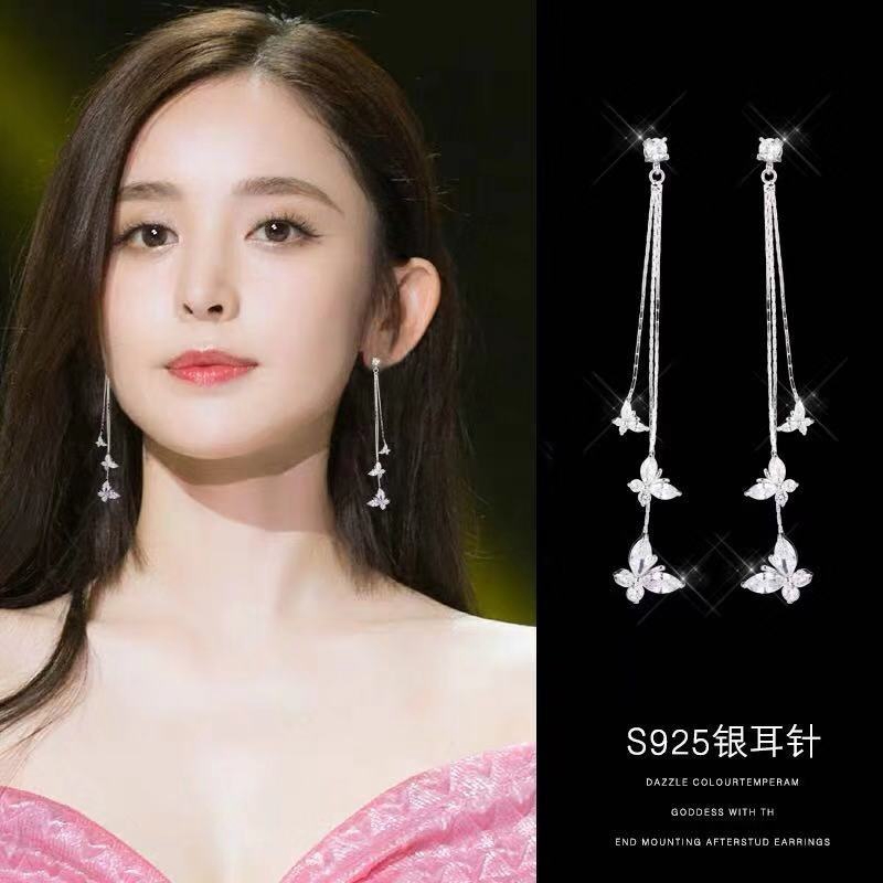 Bông tai bạc 925 dáng dài thiết kế mới thời trang dành cho nữ
