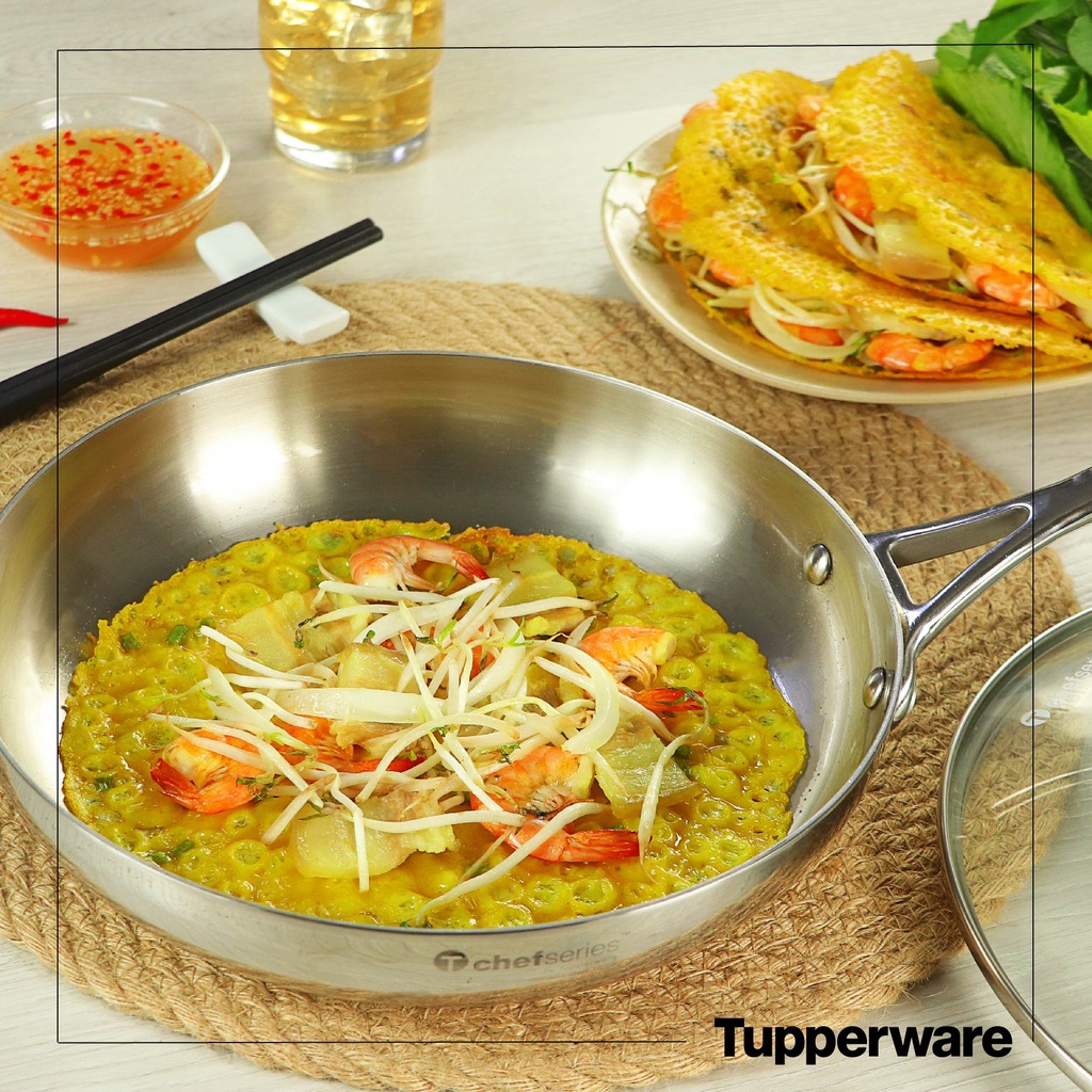 Chảo 5 lớp Tchef Series Frypan 24cm kèm nắp kính - Chính hãng Tupperware