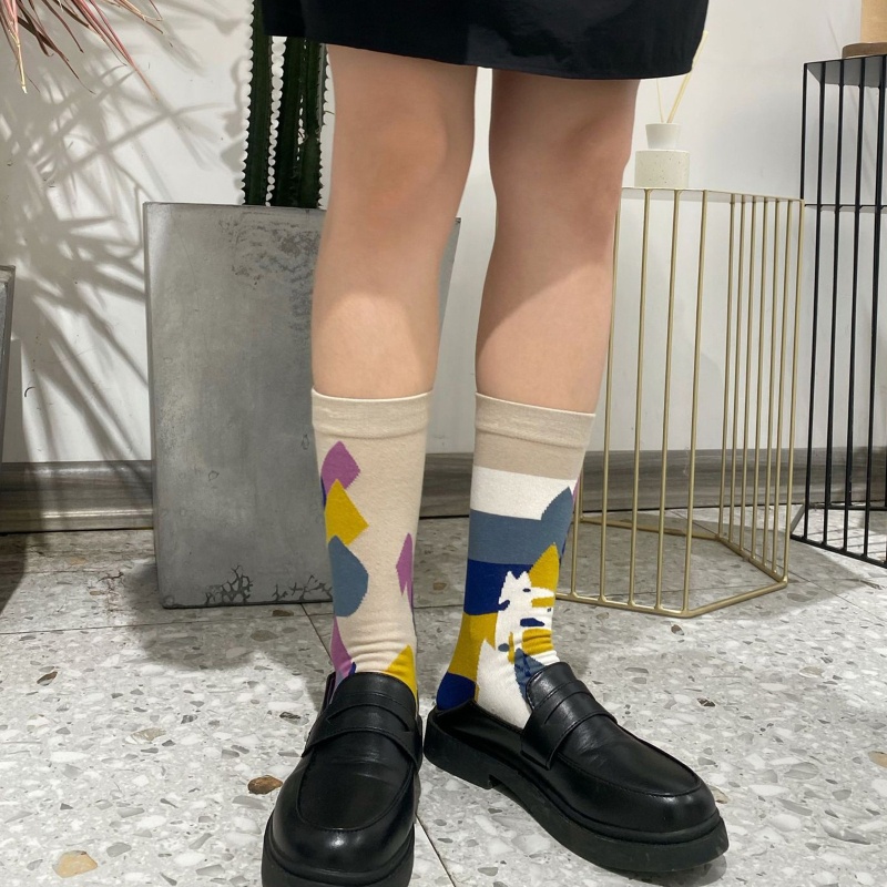 Vớ bất đối xứng đơn giản phong cách Nhật Bản thời trang thu đông sáng tạo cho cặp đôi