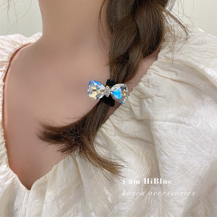 Dây Thun Cột Tóc Hình Nơ Đính Đá Pha Lê Thiết Kế Đơn Giản 2022 Thời Trang Cho Nữ