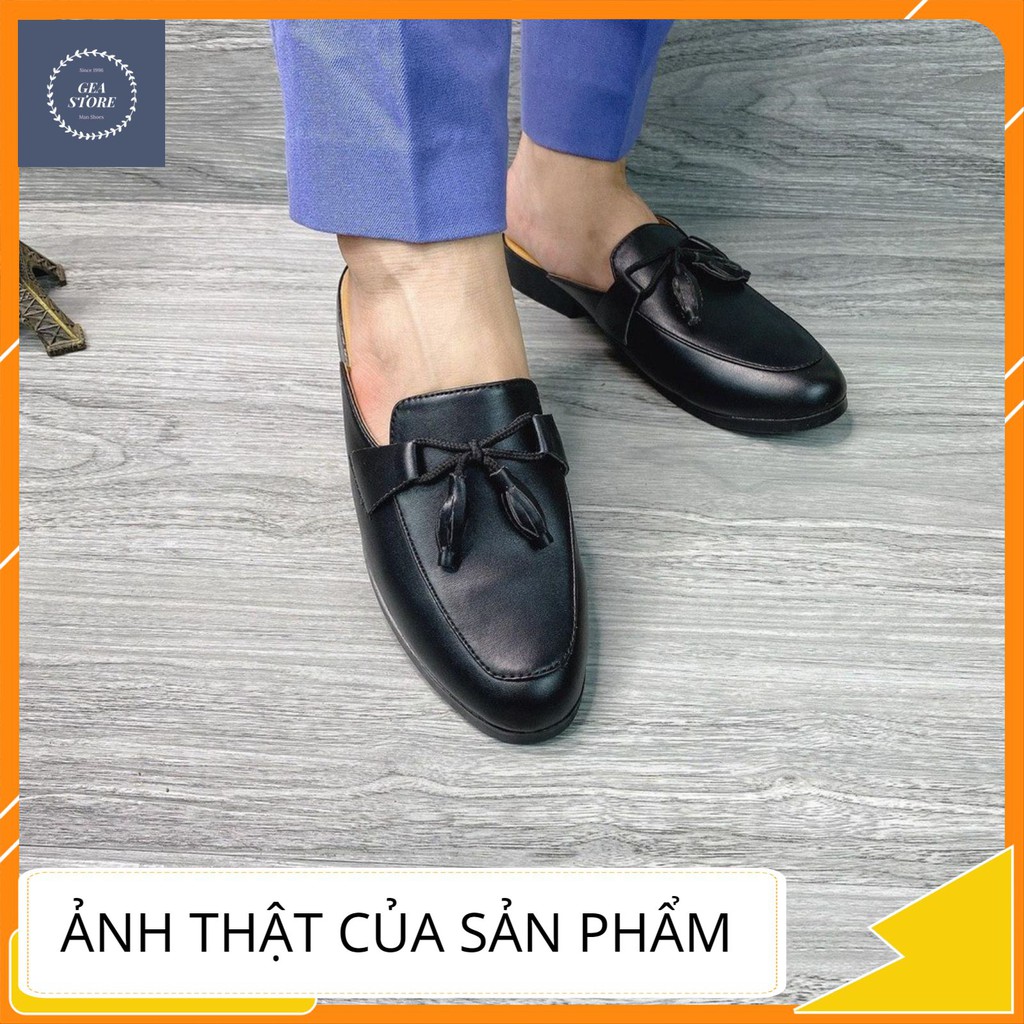 Giày sục nam phong cách trẻ trung, Sục nam cao cấp kết hợp nơ chất liệu da bò pu bền đẹp đế cao su đúc - Mã GEA26 | BigBuy360 - bigbuy360.vn