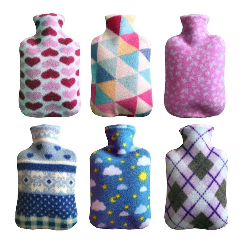 2000ml Fleece Hot Water Bottle Bag Cover Hand Warmers Winter Home Office Therapy