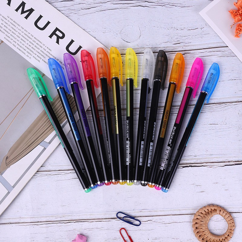 Bút 12 màu neon kiểu mới dùng vẽ sáng tạo, đánh dấu, vẽ graffiti chính hãng cao cấp