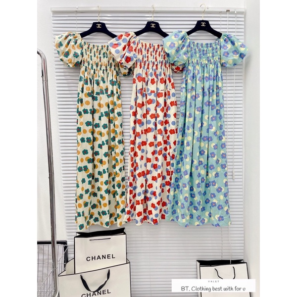 Váy Hoa Chun Ngực 3 Màu Cổ Vuông Dáng Babydoll Siêu Xinh Có Ảnh Thật Kèm Video | BigBuy360 - bigbuy360.vn