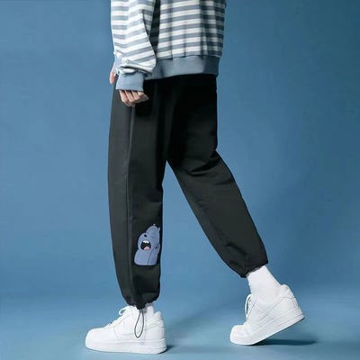 Quần nam jogger dây rút, bo gấu chất vải mềm phối hình in 3D gấu, quần thể thao nam dáng dài phù hợp cả nam và nữ