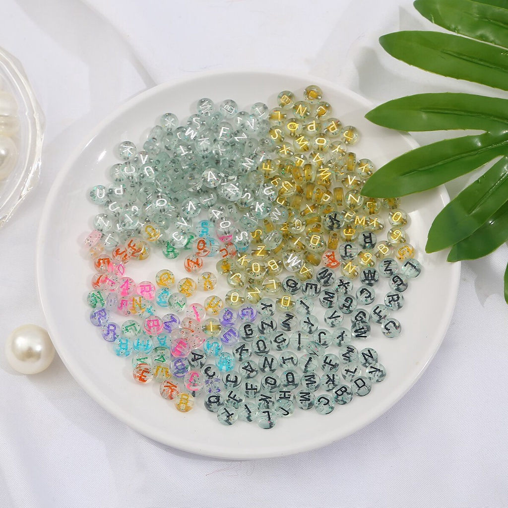 Set 100 hạt nhựa acrylic trong suốt 4x7mm hình chữ dùng làm trang sức thủ công