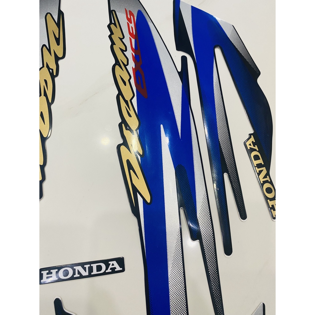 Nguyên bộ tem rời 3 lớp zin thái dán xe máy Honda Dream lùn 99 màu xanh