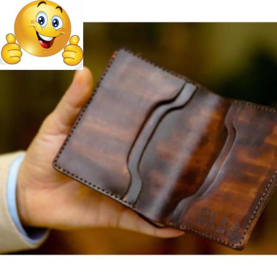 VÍ RAM TRỐNG ĐỒNG VÀNG NÂU DÁNG ĐỨNG (DA BÒ THUỘC THẢO MỘC) – MỆNH THỔ VÀ MỆNH KIM - HÀNG CHÍNH HÃNG RAM LEATHER .