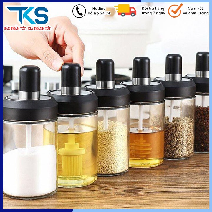 Hũ đựng gia vị thủy tinh kèm muỗng tiện dụng dung tích 250ml