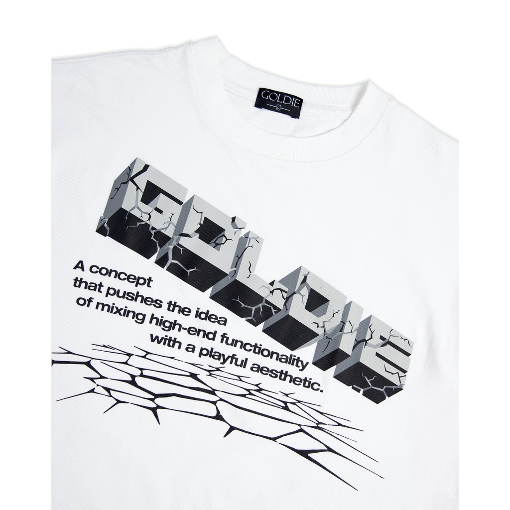 Áo thun "GOLDIE CRACKED HEAVY" 100% cotton 2 chiều màu trắng