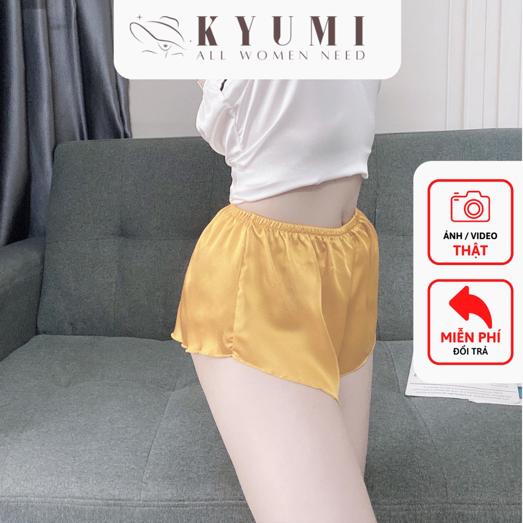 Đồ ngủ sexy quần đùi nữ lưng thun KYUMI OFFICIAL, chất liệu lụa satin mềm mịn mát, freesize 40-60kg tùy chiều cao 032 | BigBuy360 - bigbuy360.vn