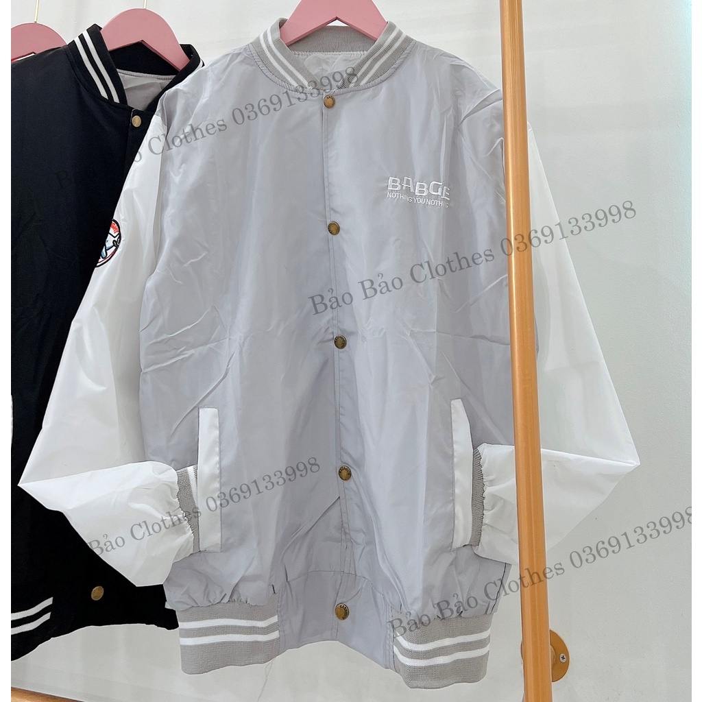 Áo Khoác Gió Bomber Bab Phối Tay Bo Tay Bồng Nam Nữ Unisex Dáng Rộng Bassic