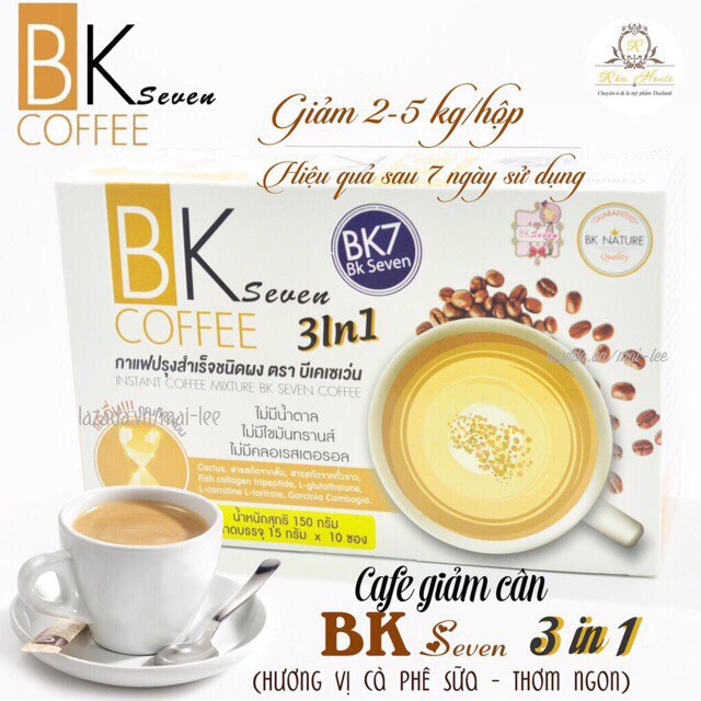 Cà phê hòa tan, ,bk,bk seven coffee - thái lan -hộp 10 gói x 15gr