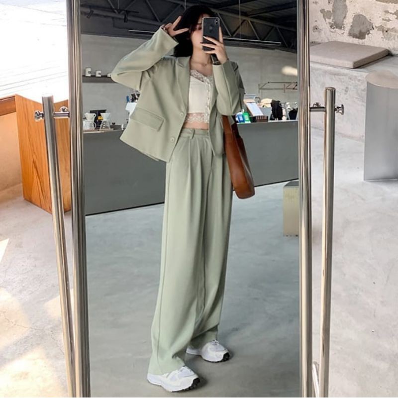 Set blazer xanh mint