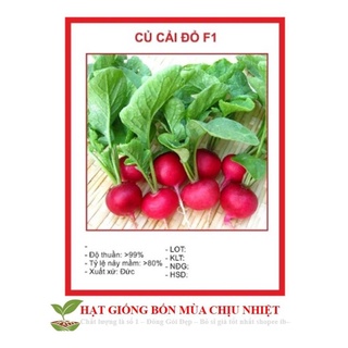 Gói 20 hạt củ cải đỏ mini hạt giống củ cải mini đỏ năng suất cao 1gr
