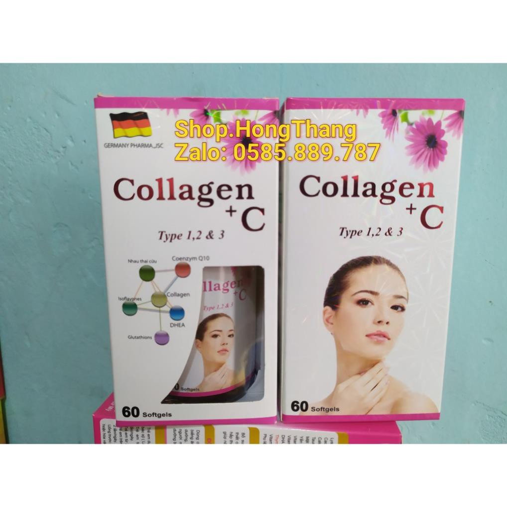 Collagen + C ĐẸP DA, SÁNG DA, LÀM MỊN DA,  MỜ THÂM, CHỐNG LÃO HÓA da HỘP 60 VIÊN