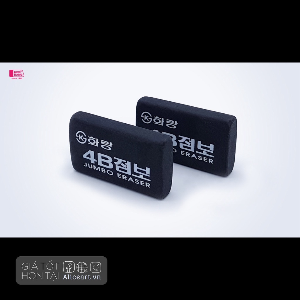 Tẩy Gôm Mềm mạnh cho giấy mỏng, tẩy đen 4B Hàn Quốc Jumbo & Tẩy vàng Gingko