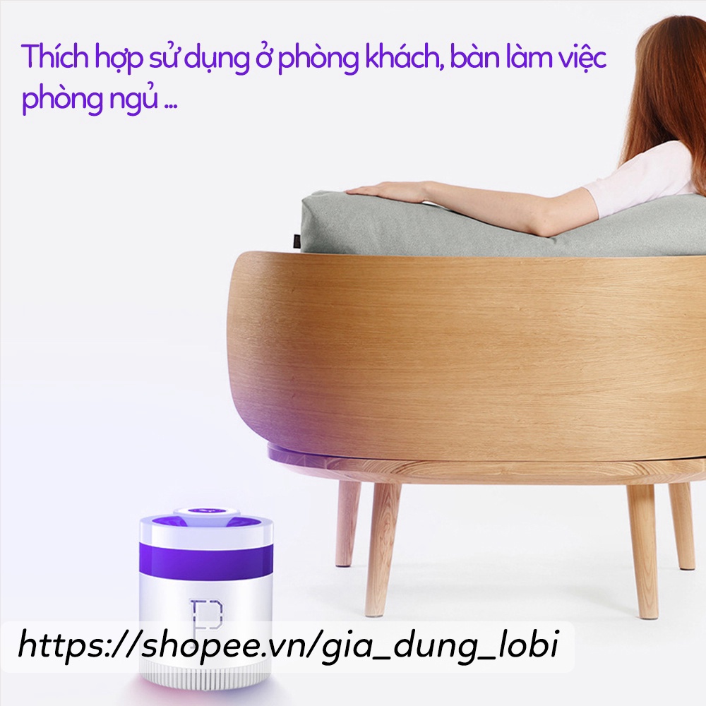 Đèn bắt muỗi thông minh thế hệ mới Máy bắt muỗi hình trụ hút bẫy bằng tia UV hiệu quả ngay sau 1 đêm sử dụng
