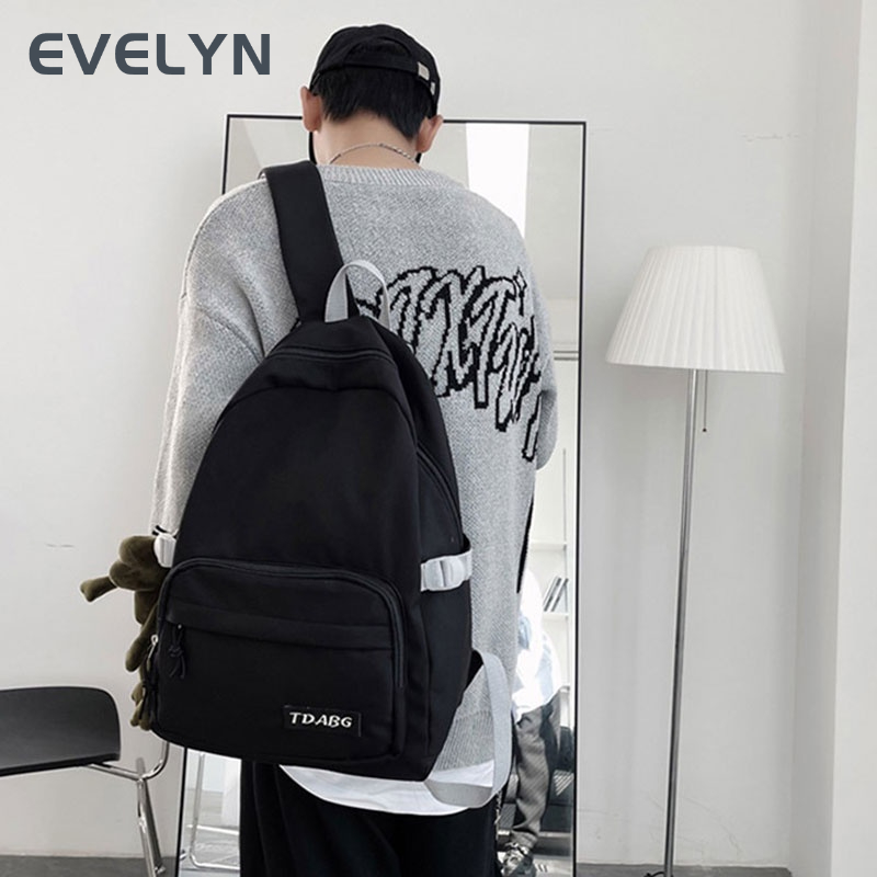 Evelyn Ba Lô Đi Học Sức Chứa Lớn Chất Liệu nylon Màu Tương Phản Đơn Giản Thời Trang unisex