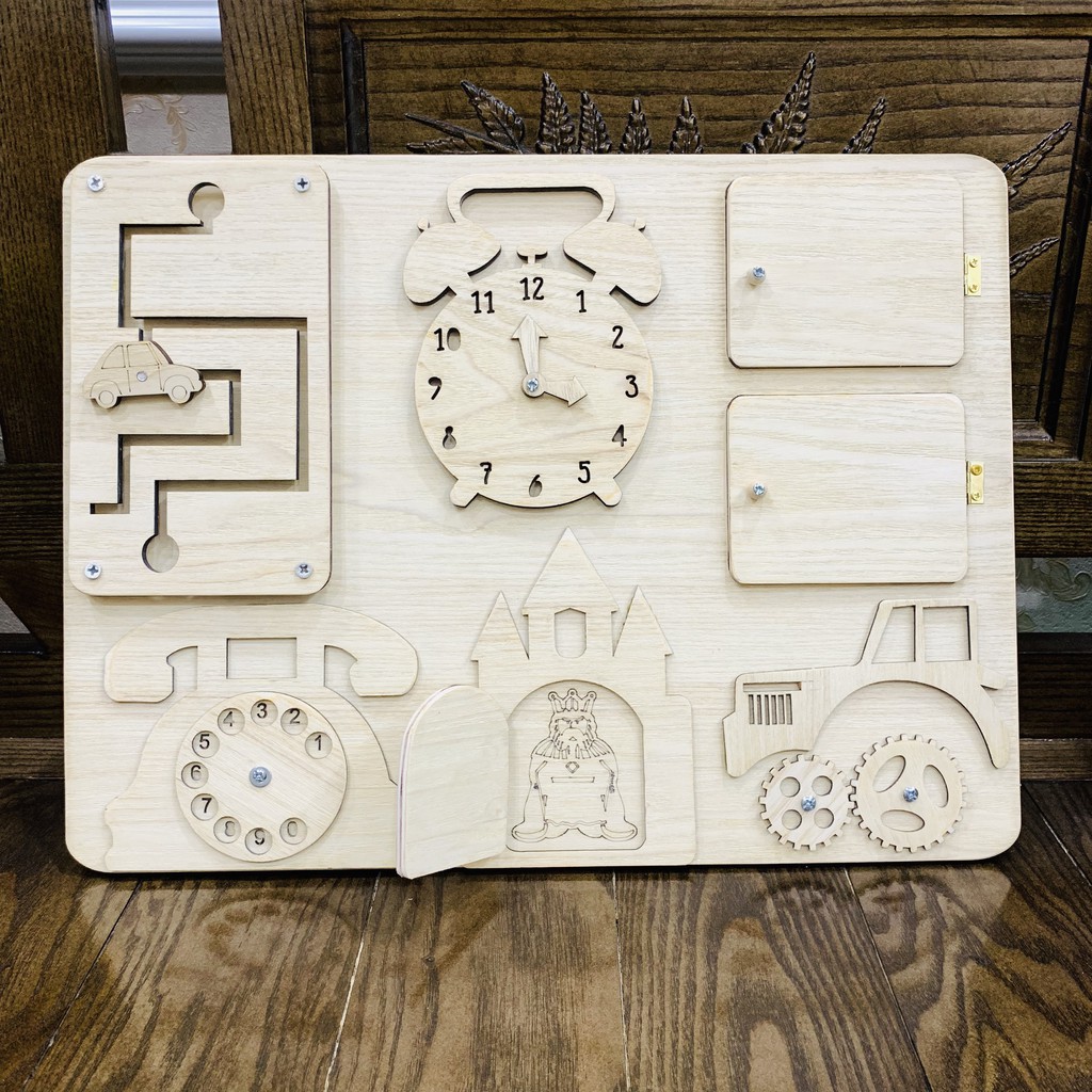 Đồ Chơi Gỗ,Bảng Bận Rộn Busyboard Dành Cho Trẻ Từ 1 Đến 3 Tuổi Phát Triển Kỹ Năng Toàn Diện Lâu Đài Thuần Mộc