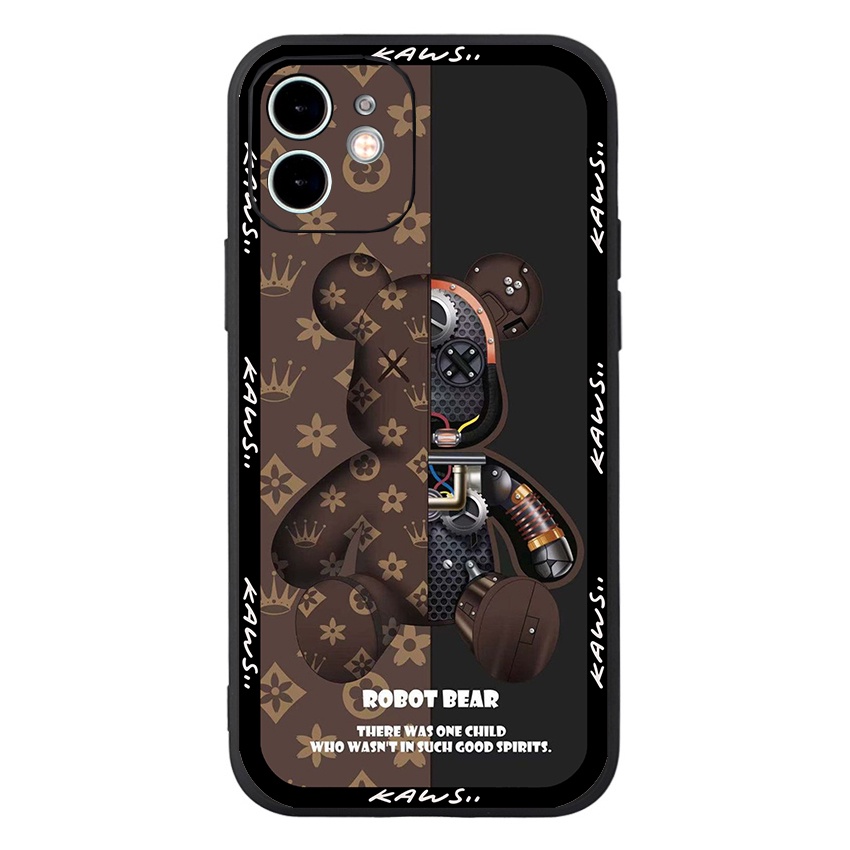 Ốp Lưng Iphone Cạnh Vuông  Hình K.a.w Viền Đen + Vàng , BVC Cho Iphone6/6s/7/8/7plus/8plus/6plus/6splus/11/11pro//11prom