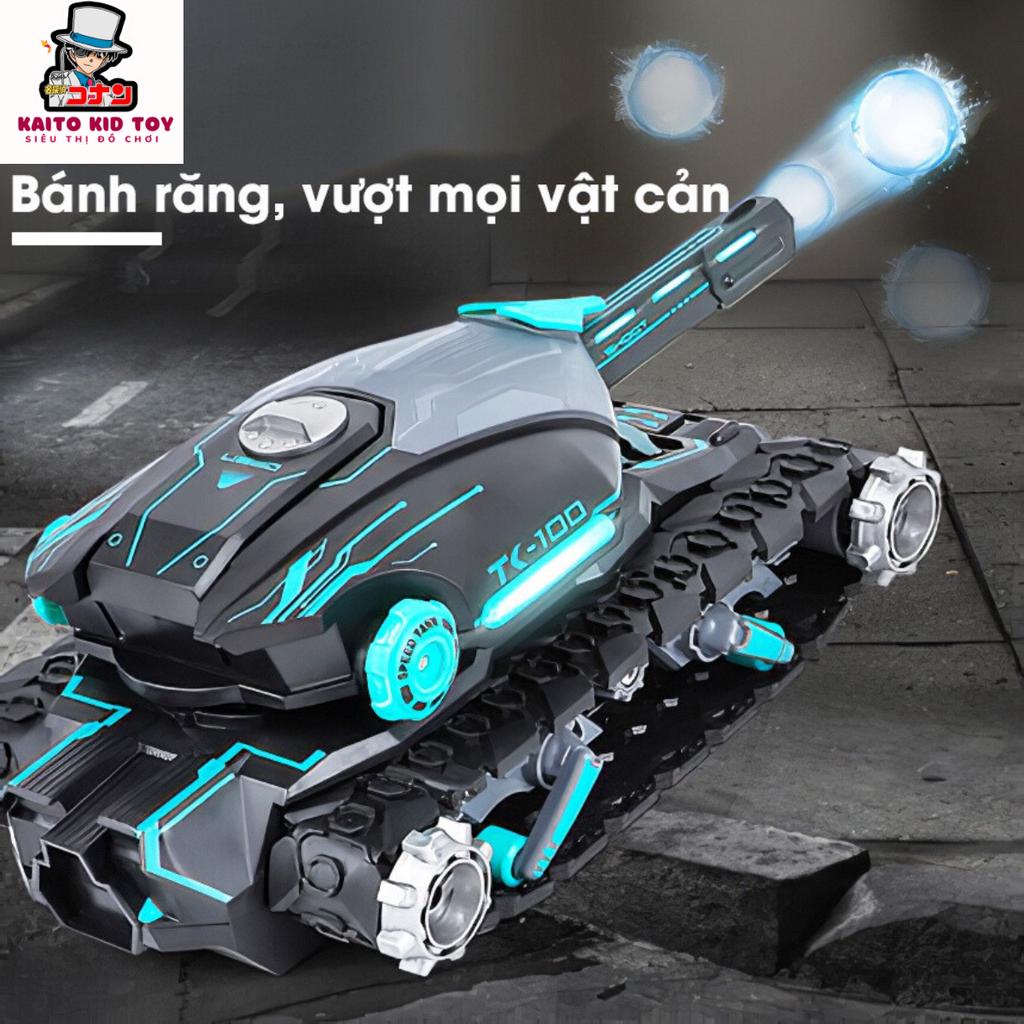 Xe tăng điều khiển từ xa băn hạt dẻo, Xe tăng có đèn và nhạc sinh động dành cho bé, Sạc Pin nhanh pin trâu, kaito kid