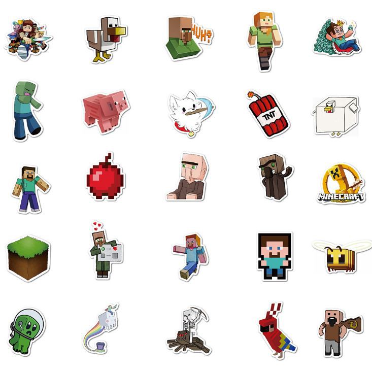 Sticker MINECRAFT nhựa PVC không thấm nước, dán nón bảo hiểm, laptop, điện thoại, Vali, xe,  Cực COOL #129