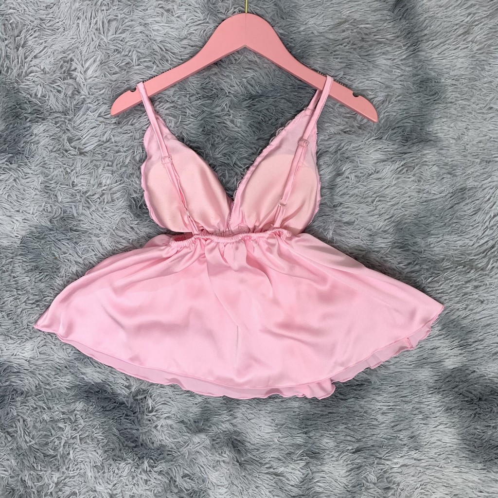 Đồ ngủ nữ sexy 🌸 Freeship 🌸 Đồ ngủ nữ sexy satin mềm mịn áo 2 dây phối ren Freesize dưới 60kg | BigBuy360 - bigbuy360.vn