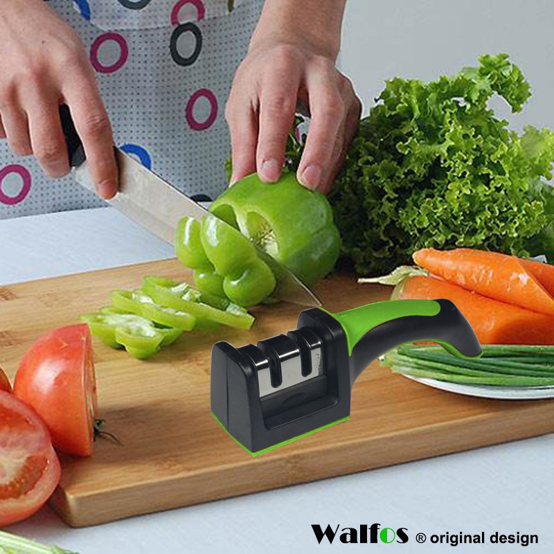 Dụng cụ mài dao nhà bếp bằng thép không gỉ và nhựa Walfos có 3 màu khác nhau