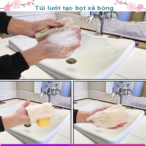 Túi Lưới Đựng Xà Bông, Xà Phòng, Sợi Linen Tự Nhiên Tiện Dụng