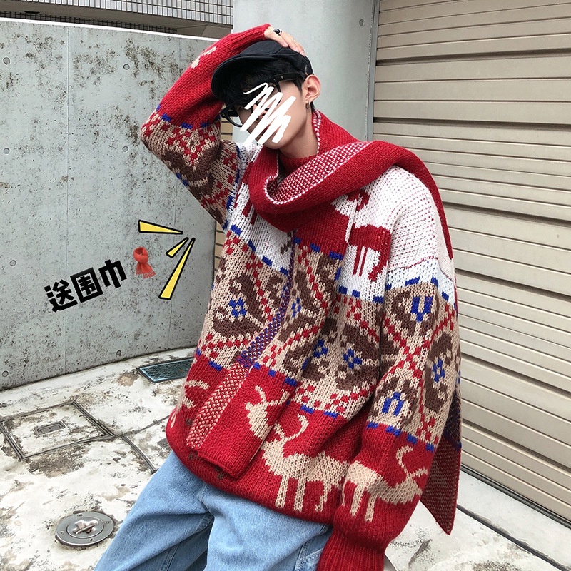 Áo Sweater Cổ Tròn Dáng Rộng Phong Cách Hong Kong Thời Trang Mùa Đông Cho Nam TF1