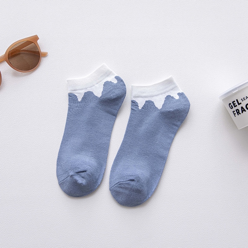 Vớ Cotton Cổ Thuyền Kẻ Sọc Màu Sắc Tương Phản Phong Cách Nhật Bản Thời Trang Mùa Xuân Cho Nữ