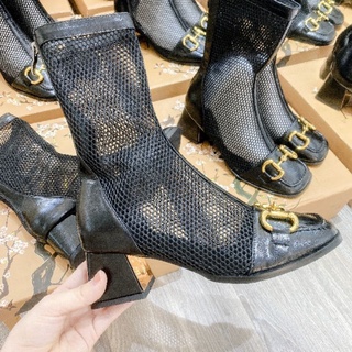 Boots lưới khoá trắng đen