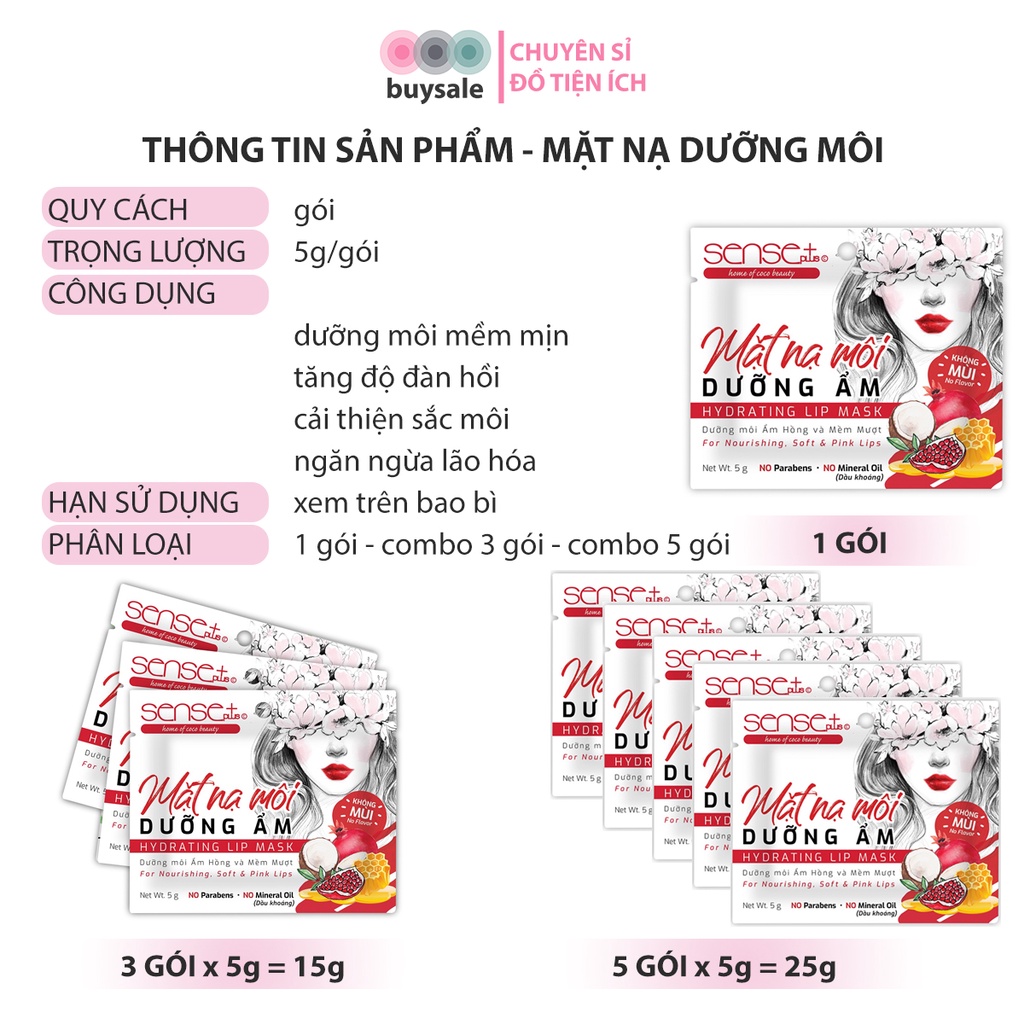 Mặt nạ dưỡng ẩm cho môi hồng hào, không nứt nẻ Sense Plus_ Buysales_SP_002